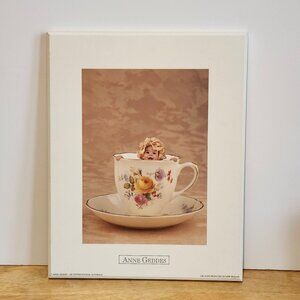 *4 for $30* Vintage Anne Geddes Baby In Antique Teacup 8"x10" Wood Print